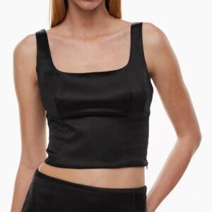Aritzia Shine Satin Bustier Top in Black size XS